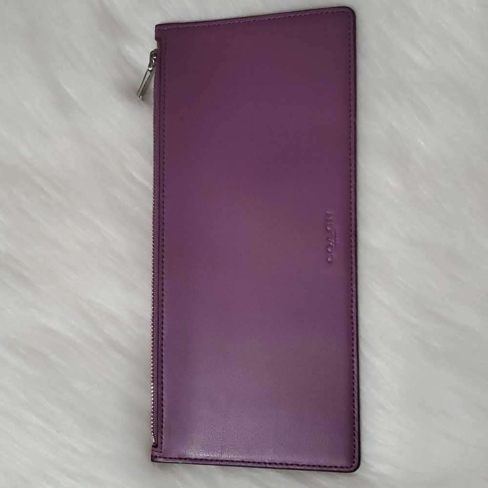 Coach Flat Skinny Leather Zip Pouch